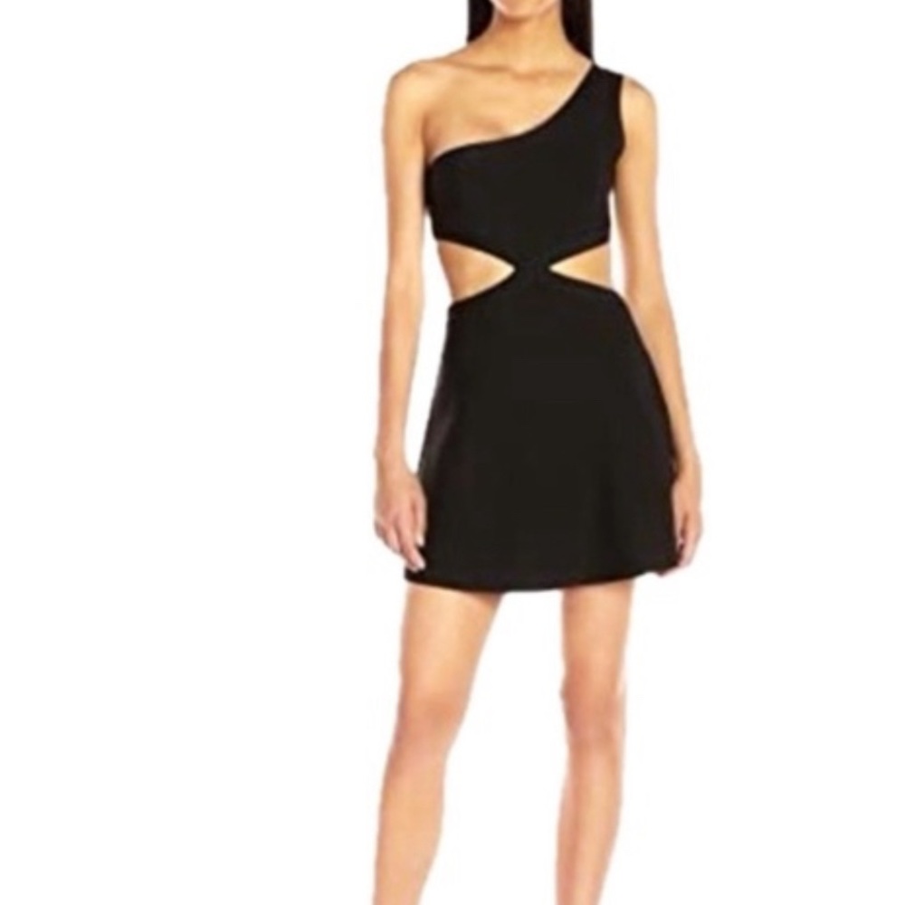 BCBGMAXAZRIA Jacquelln Cutout Tank One Shoulder Dress Black XS